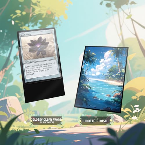 Kiiransr MTG Card Sleeves – Tropical Island Green Blue, 100 Standard-Size Sleeves with Matte Back