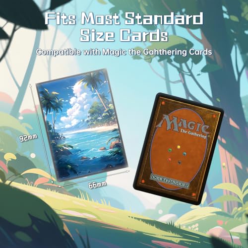 Kiiransr MTG Card Sleeves – Tropical Island Green Blue, 100 Standard-Size Sleeves with Matte Back