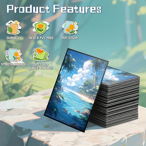 Kiiransr MTG Card Sleeves – Tropical Island Green Blue, 100 Standard-Size Sleeves with Matte Back