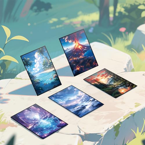 Kiiransr MTG Card Sleeves – Tropical Island Green Blue, 100 Standard-Size Sleeves with Matte Back