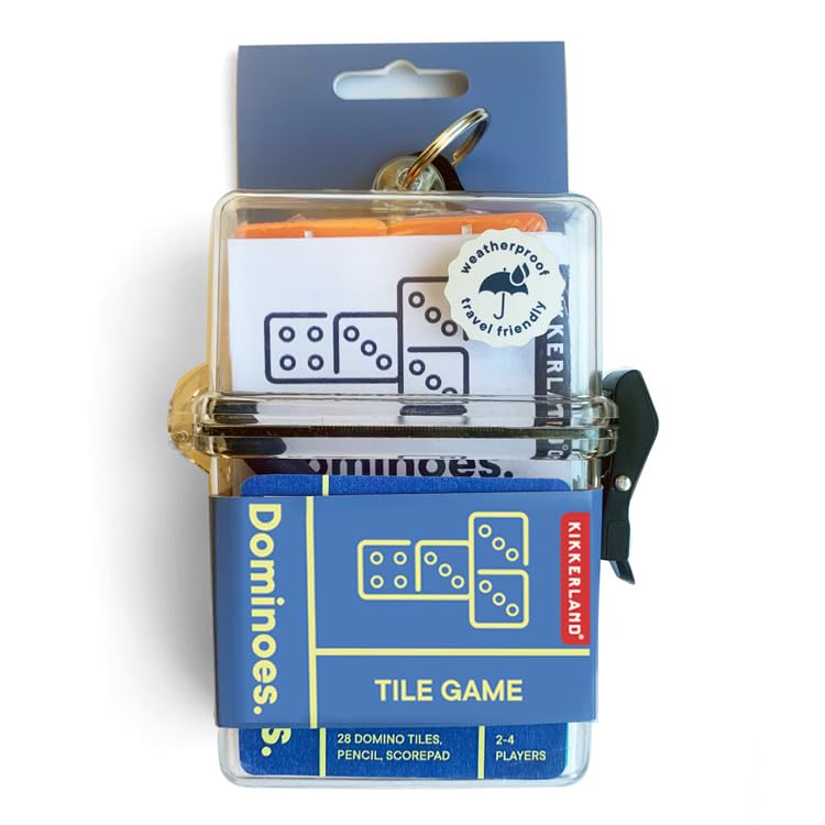 Kikkerland Dominoes Travel Game – 28 Tiles, Eternal Pencil, Compact Box