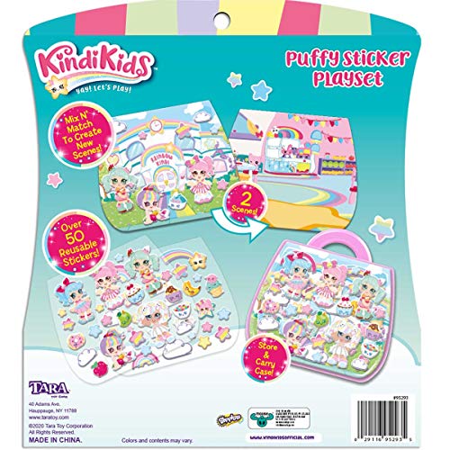 Kindi Kids Puffy Sticker Playset – Reusable Scene Creator with 53 Stickers