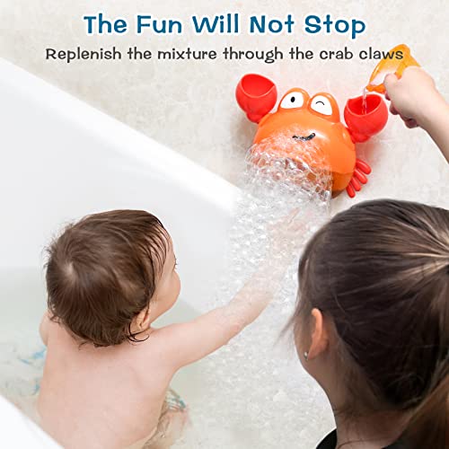 KINDIARY Crab Bath Bubble Maker – Automatic Bubble Blower for Toddlers 1-3, Battery Operated, BPA-Free