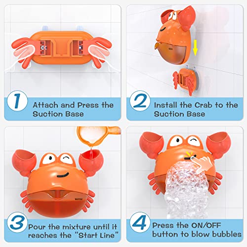 KINDIARY Crab Bath Bubble Maker – Automatic Bubble Blower for Toddlers 1-3, Battery Operated, BPA-Free