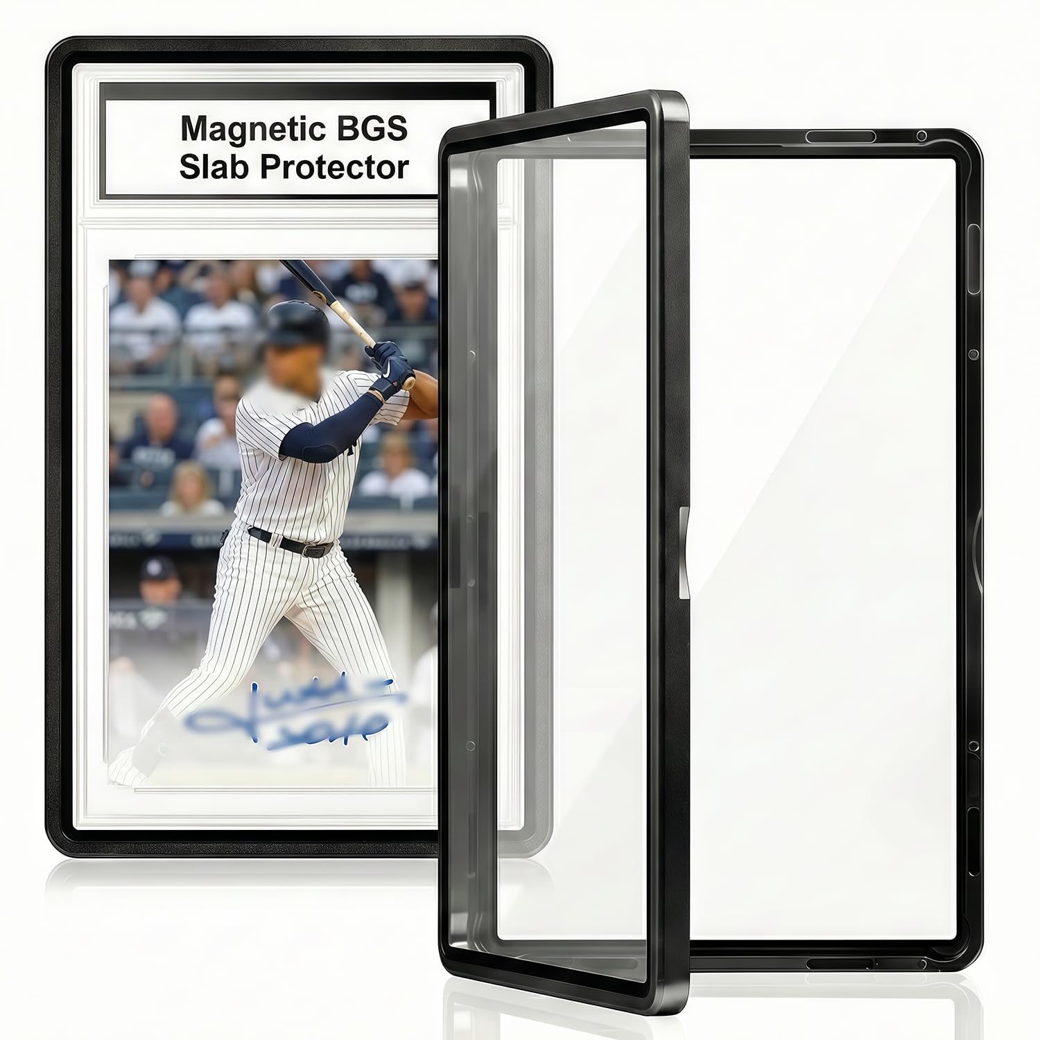 Kinerby Magnetic BGS Slab Protector – UV Blocking Tempered Glass, Aluminum Frame for 35PT BGS Cards (Black)