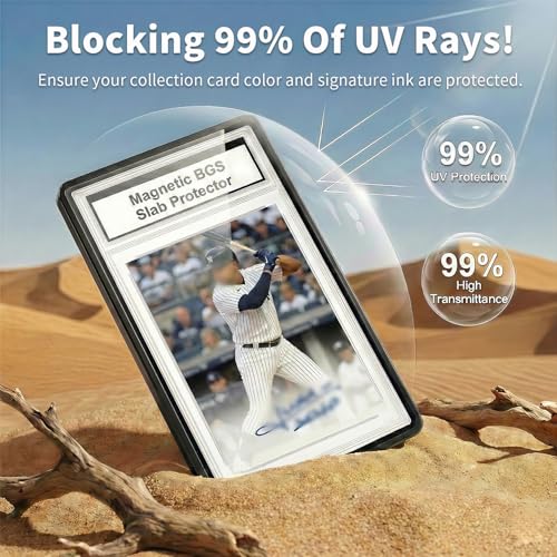 Kinerby Magnetic BGS Slab Protector – UV Blocking Tempered Glass, Aluminum Frame for 35PT BGS Cards (Black)