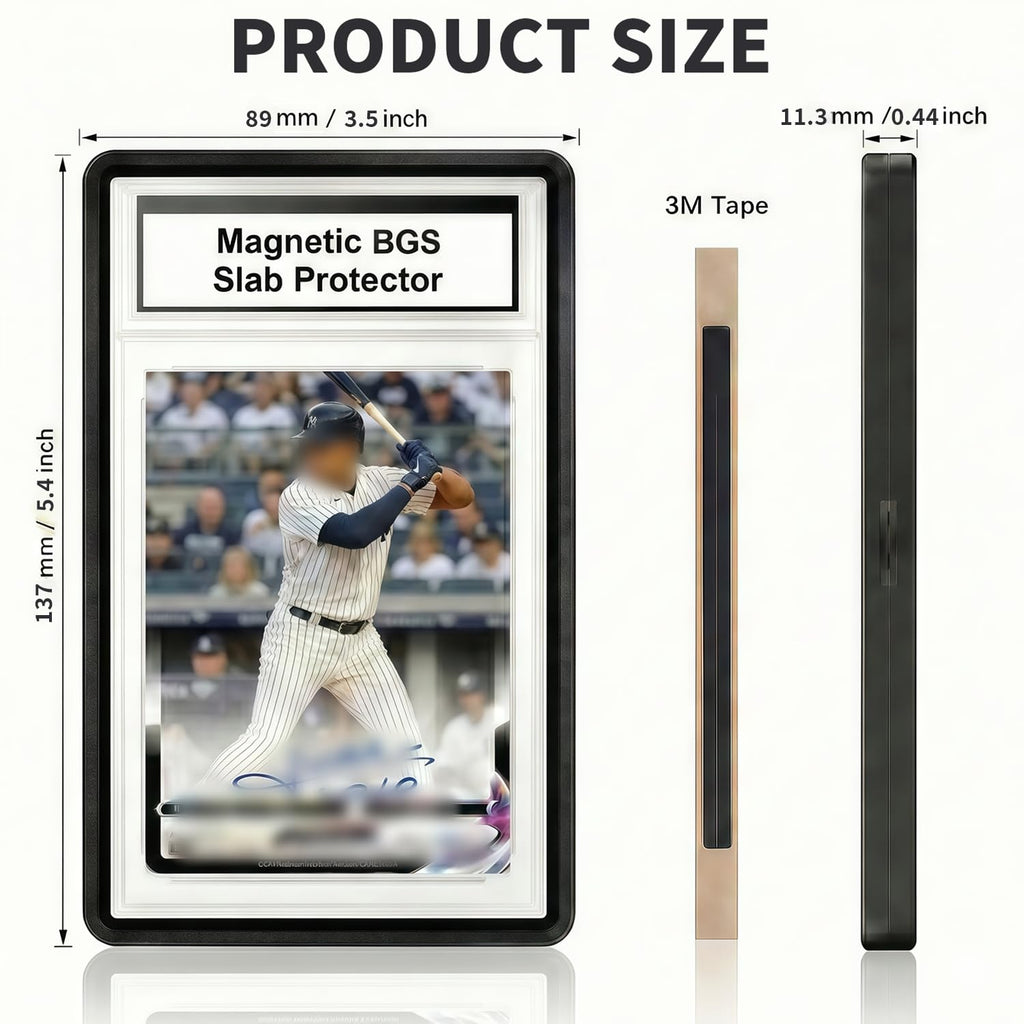 Kinerby Magnetic BGS Slab Protector – UV Blocking Tempered Glass, Aluminum Frame for 35PT BGS Cards (Black)