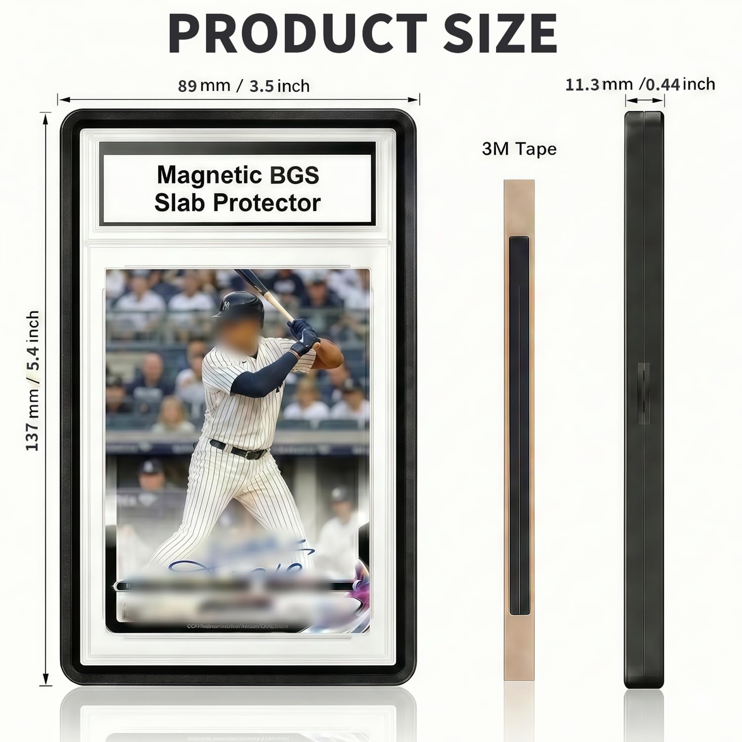Kinerby Magnetic BGS Slab Protector – UV Blocking Tempered Glass, Aluminum Frame for 35PT BGS Cards (Black)