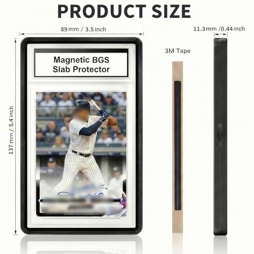 Kinerby Magnetic BGS Slab Protector – UV Blocking Tempered Glass, Aluminum Frame for 35PT BGS Cards (Black)