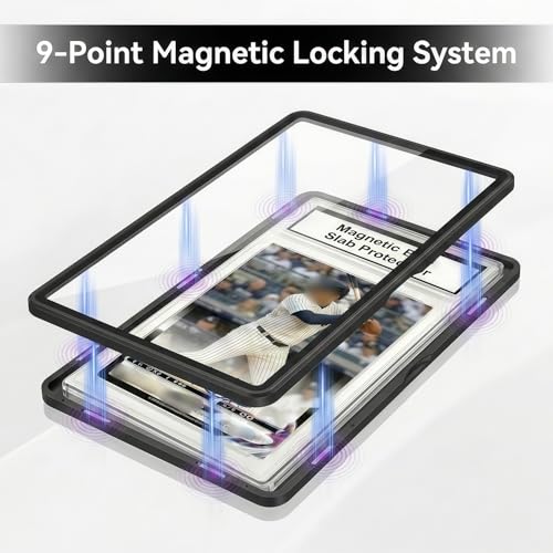 Kinerby Magnetic BGS Slab Protector – UV Blocking Tempered Glass, Aluminum Frame for 35PT BGS Cards (Black)