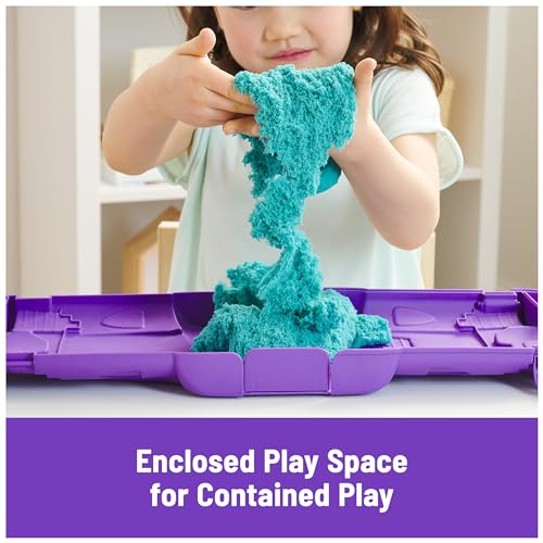 Kinetic Sand Castle Case with 1lb Teal Sand – Mess-Free Sensory Play for Kids Ages 3+