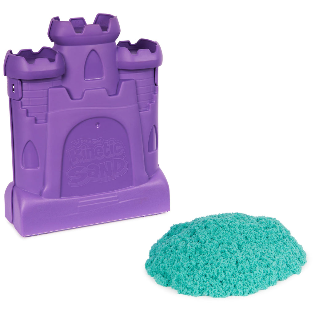 Kinetic Sand Castle Case with 1lb Teal Sand – Mess-Free Sensory Play for Kids Ages 3+