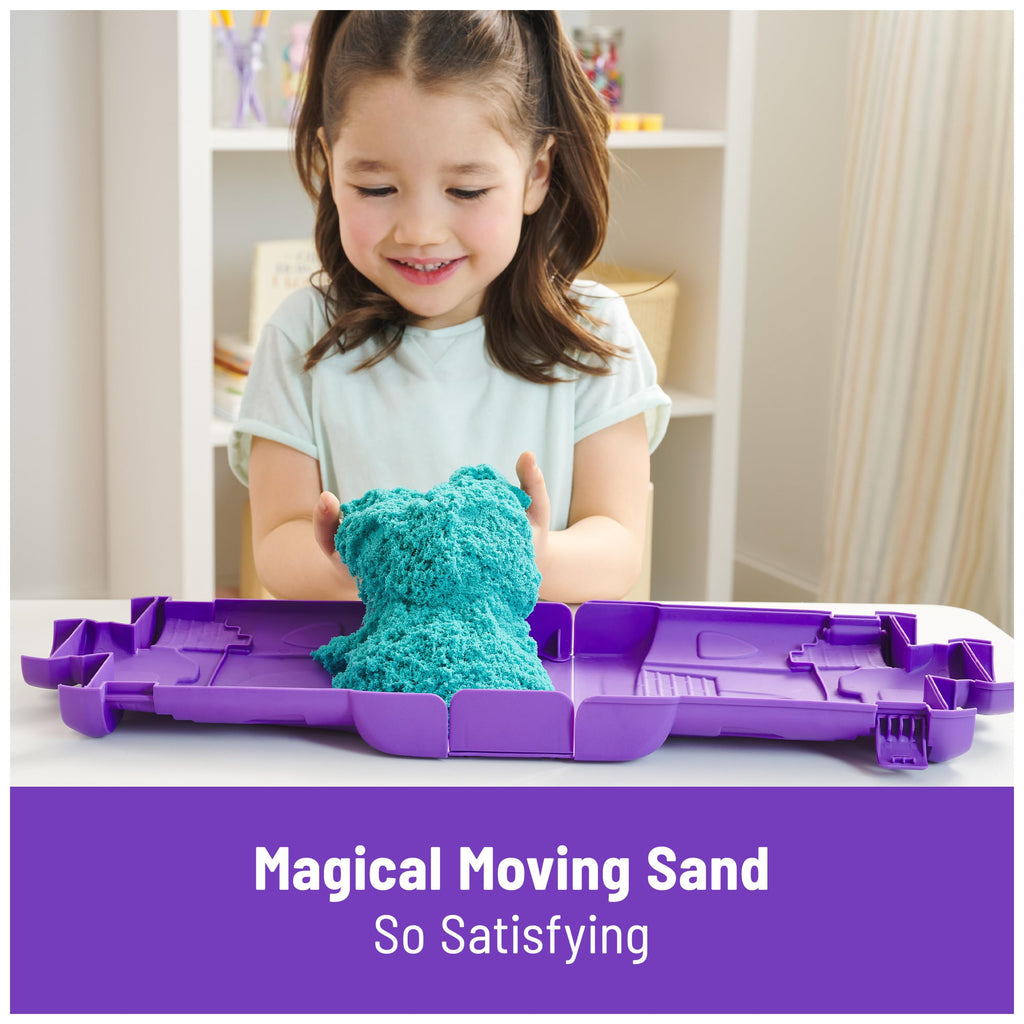 Kinetic Sand Castle Case with 1lb Teal Sand – Mess-Free Sensory Play for Kids Ages 3+