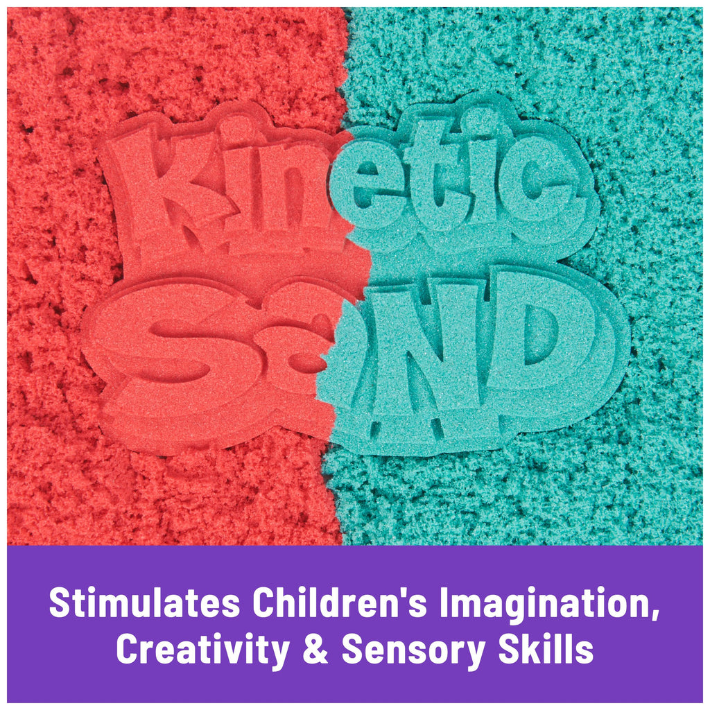 Kinetic Sand Mold n' Flow Set - 1.5lbs Red & Teal Sand with 3 Tools, Sensory Toy for Ages 3+