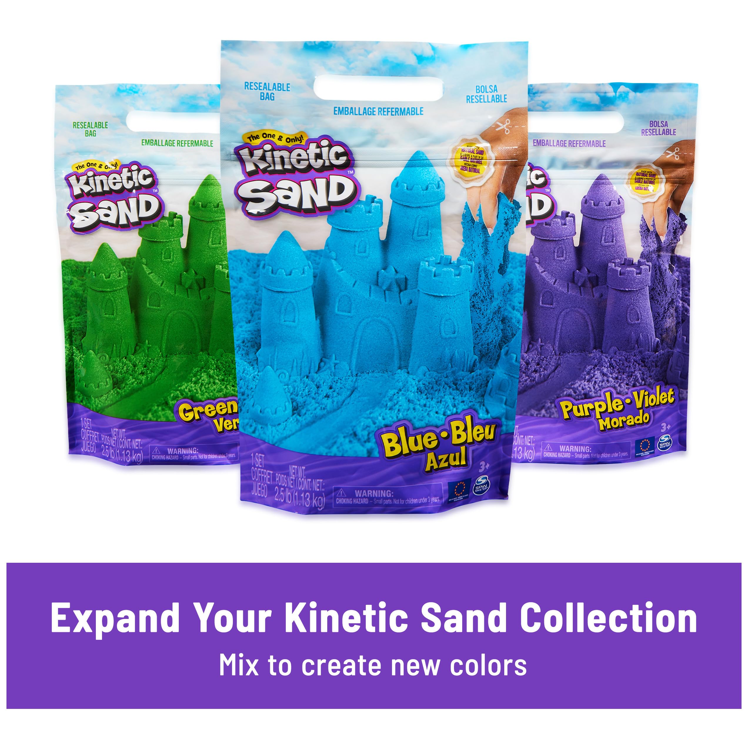 Kinetic Sand Mold n' Flow Set - 1.5lbs Red & Teal Sand with 3 Tools, Sensory Toy for Ages 3+
