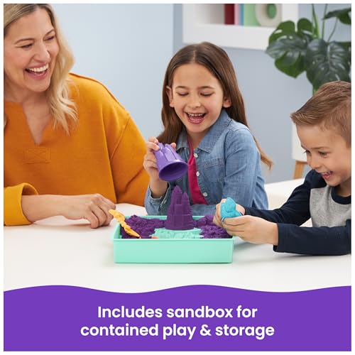 Kinetic Sand Sandbox Set - 1lb Purple Play Sand with 4 Molds & Tray, Sensory Toy for Kids Ages 3+