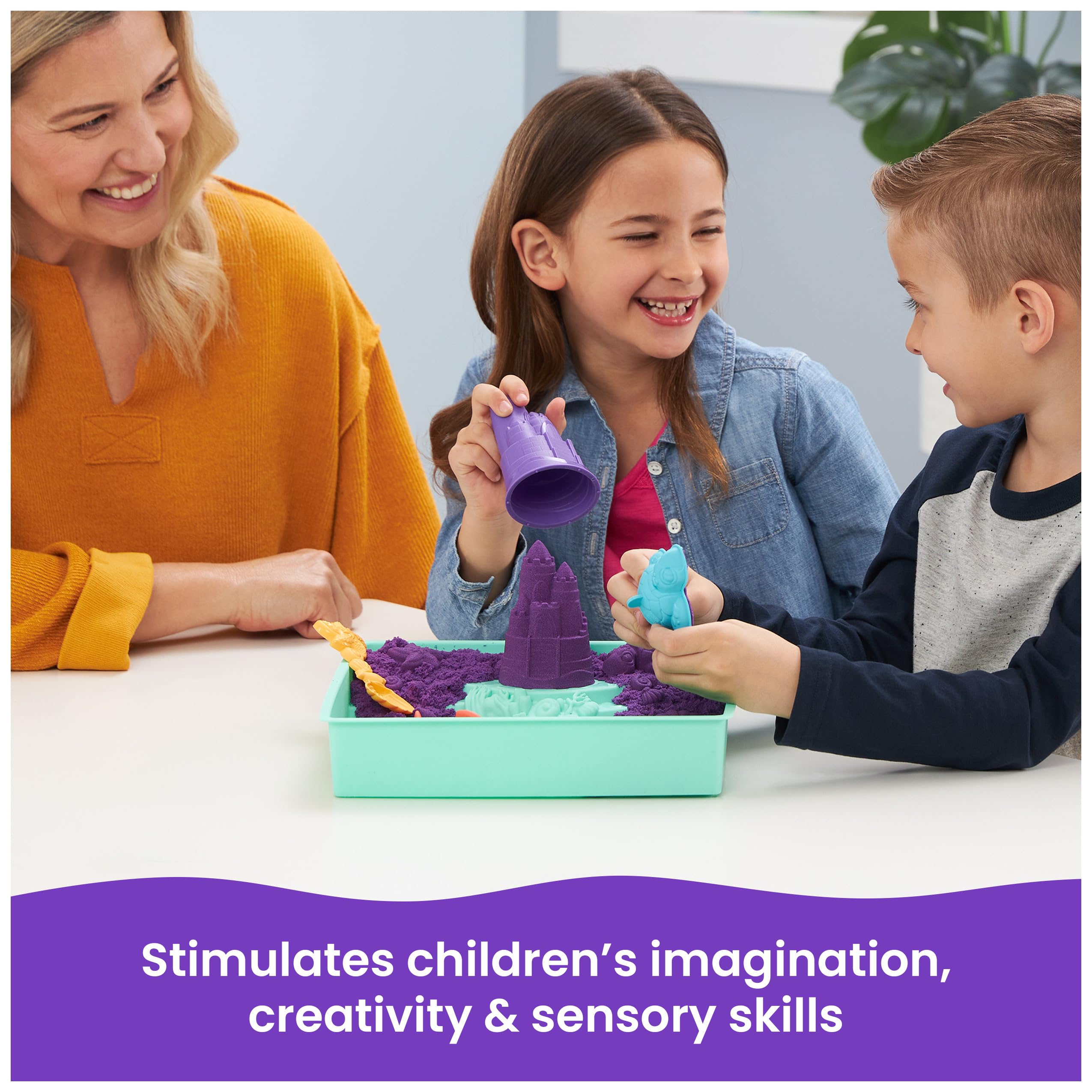 Kinetic Sand Sandbox Set - 1lb Purple Play Sand with 4 Molds & Tray, Sensory Toy for Kids Ages 3+