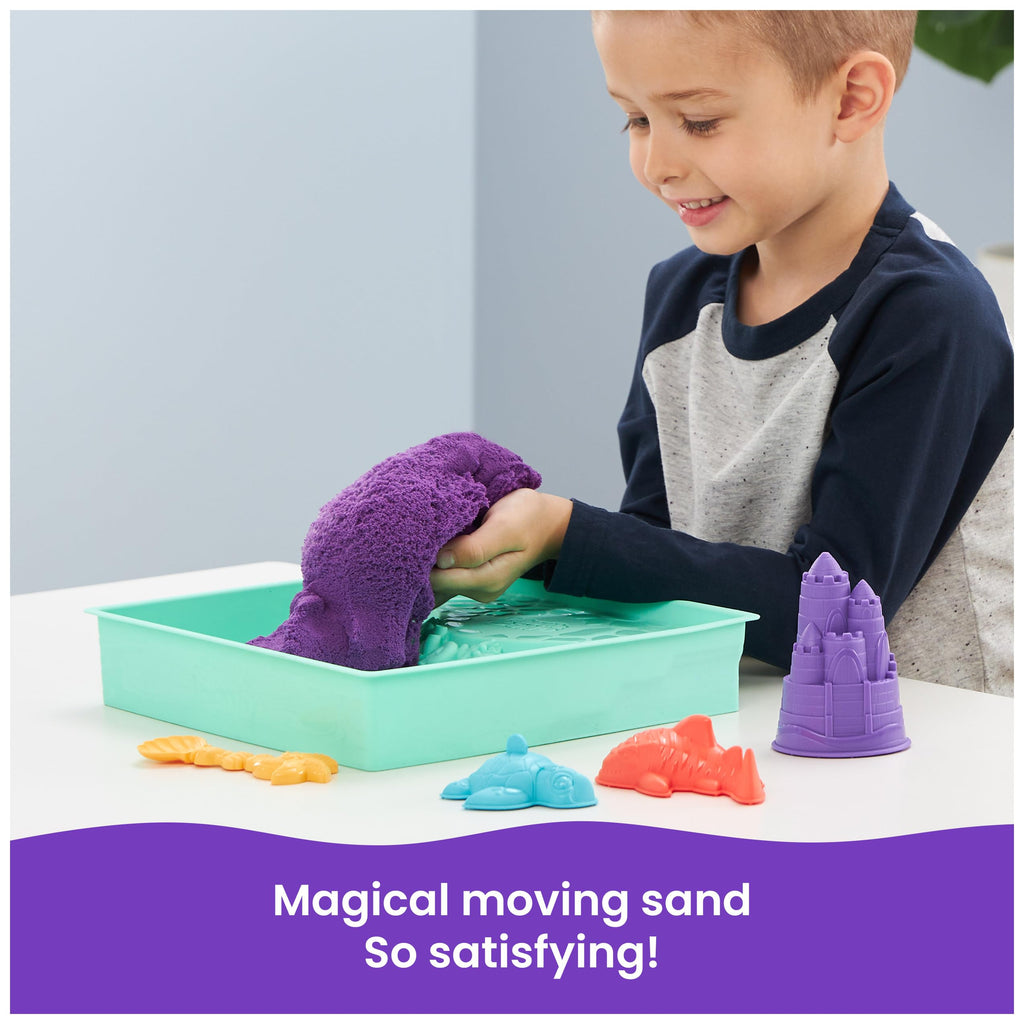 Kinetic Sand Sandbox Set - 1lb Purple Play Sand with 4 Molds & Tray, Sensory Toy for Kids Ages 3+