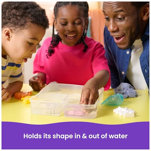 Kinetic Sand Splash Water Play Sandbox - Color-Change Sand Set with 4 Molds & Tray, Ages 3+