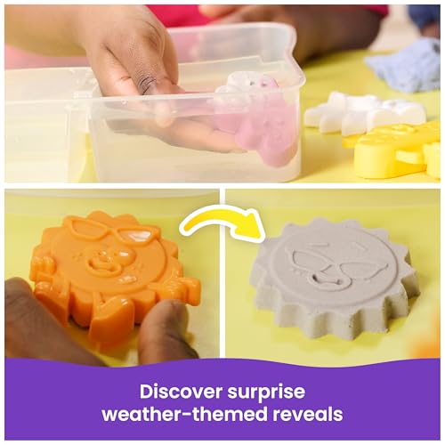 Kinetic Sand Splash Water Play Sandbox - Color-Change Sand Set with 4 Molds & Tray, Ages 3+