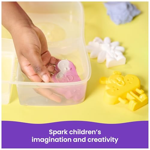 Kinetic Sand Splash Water Play Sandbox - Color-Change Sand Set with 4 Molds & Tray, Ages 3+