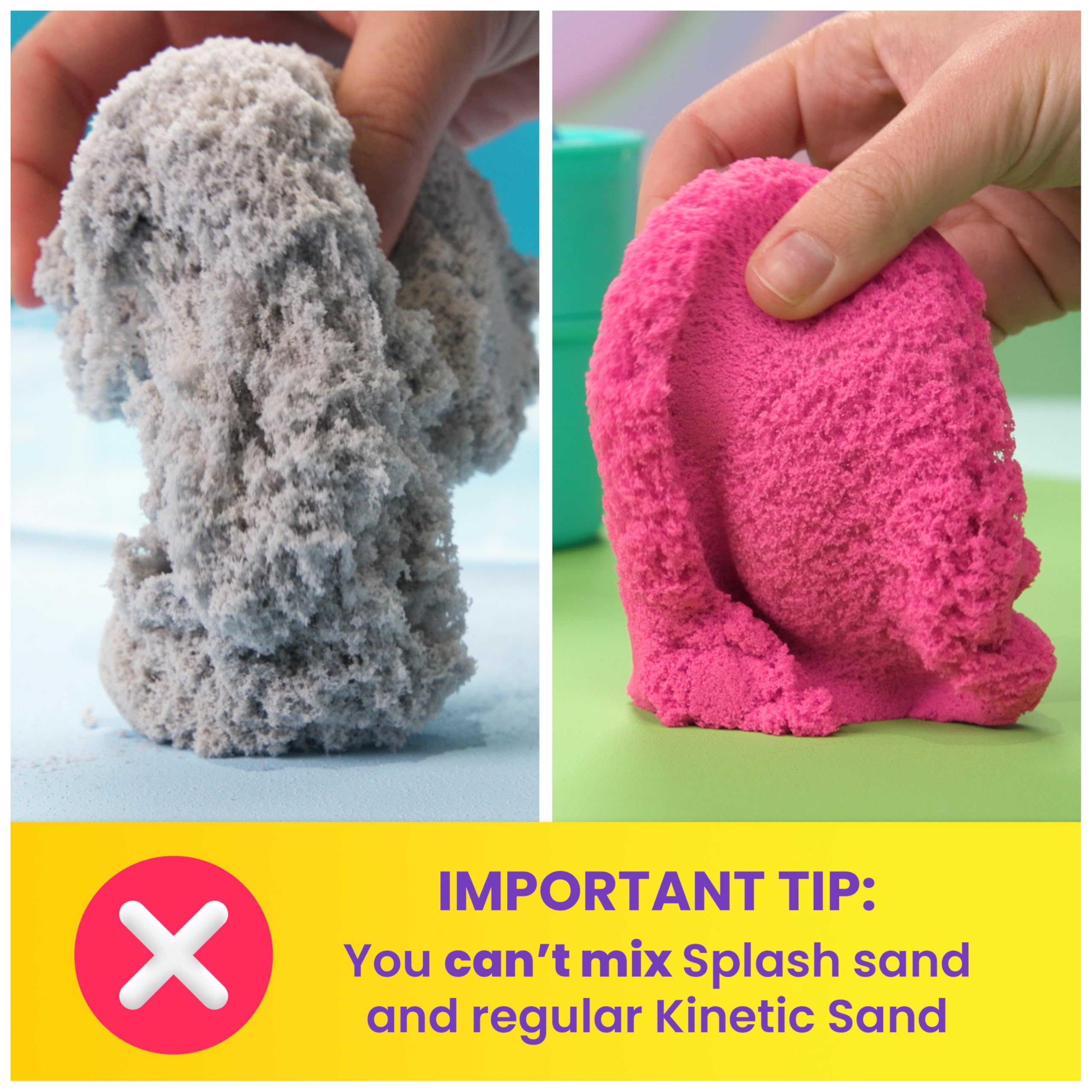 Kinetic Sand Splash Water Play Sandbox - Color-Change Sand Set with 4 Molds & Tray, Ages 3+