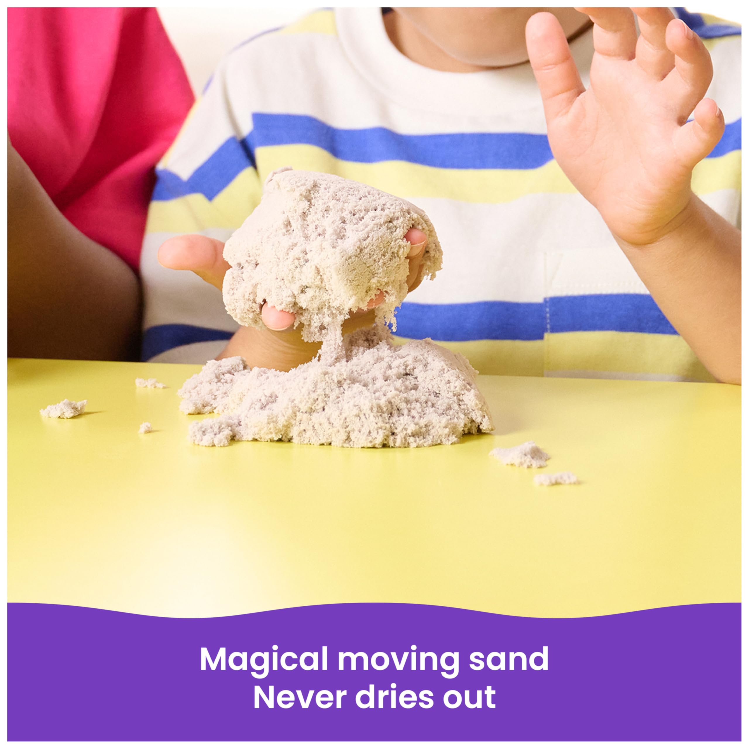 Kinetic Sand Splash Water Play Sandbox - Color-Change Sand Set with 4 Molds & Tray, Ages 3+