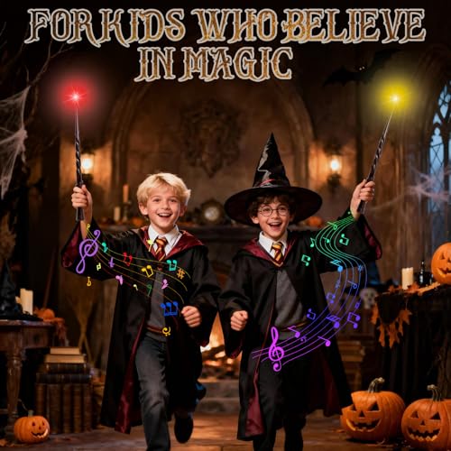 KingGlee Light Up Wizard Wand Set – 2 Brown Wands with 4 Light Modes and Sounds
