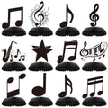 KINGZONE 12 Pack Music Notes Honeycomb Centerpieces - Musical Theme Party Table Decorations