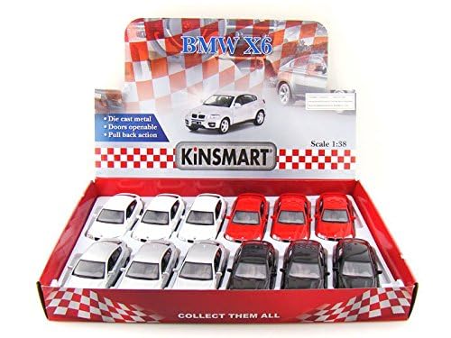 KiNSMART 1:38 Scale BMW X6 Die Cast Metal Model Car - Pullback Action with Opening Doors (5 inch, Black)