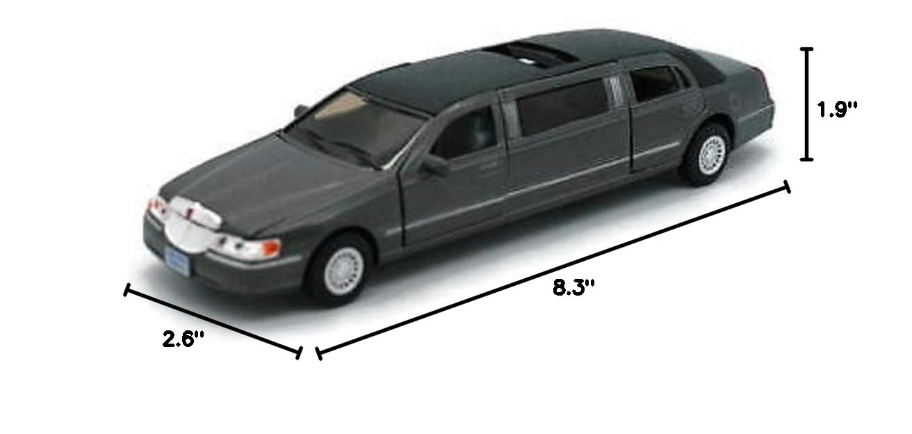 KiNSMART 1999 Lincoln Town Car Black Stretch Limousine 1:38 Die-Cast Model
