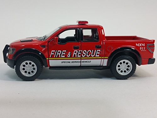 KiNSMART 2013 Ford F-150 SVT Raptor Supercrew 1:46 Die-Cast Model Truck (Rescue Fire Edition)