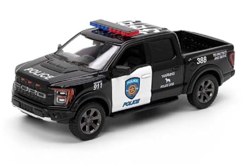 KiNSMART 2022 Ford F-150 Raptor 1:46 Scale Die Cast Truck 4-Pack – Police Rescue Edition with Pullback Action & Opening Doors