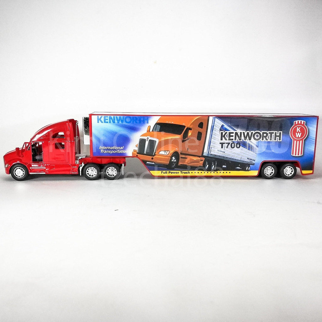 KiNSMART Kenworth T700 Container Truck – 1:68 Scale Die-Cast Metal Model with Pullback Action, Red Decals