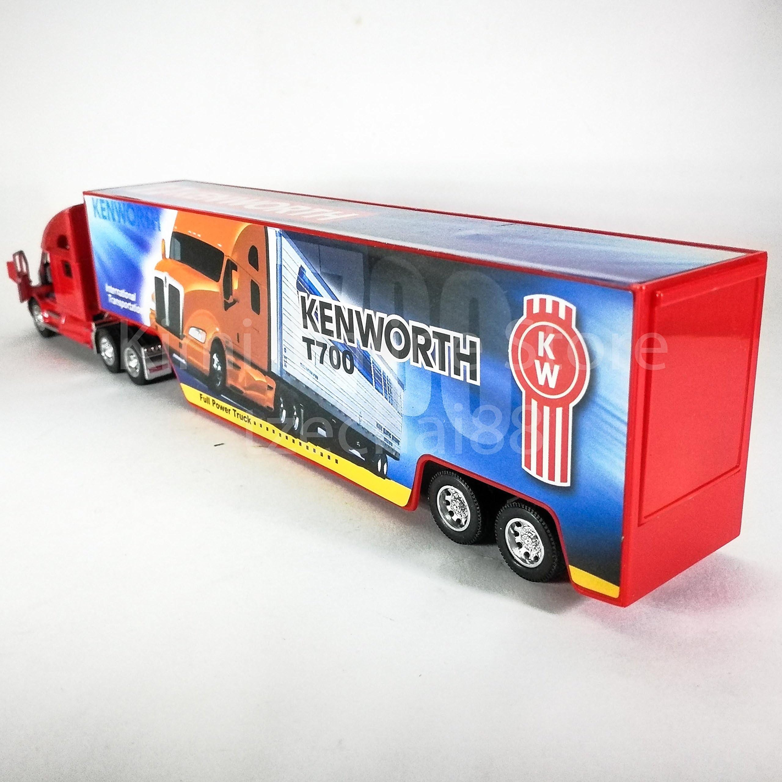 KiNSMART Kenworth T700 Container Truck – 1:68 Scale Die-Cast Metal Model with Pullback Action, Red Decals