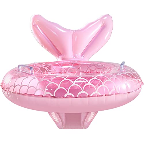 KISSHAKE Pink Mermaid Baby Float: Toddler Swim Trainer with Padded Seat & Handles for Ages 6-36 Months