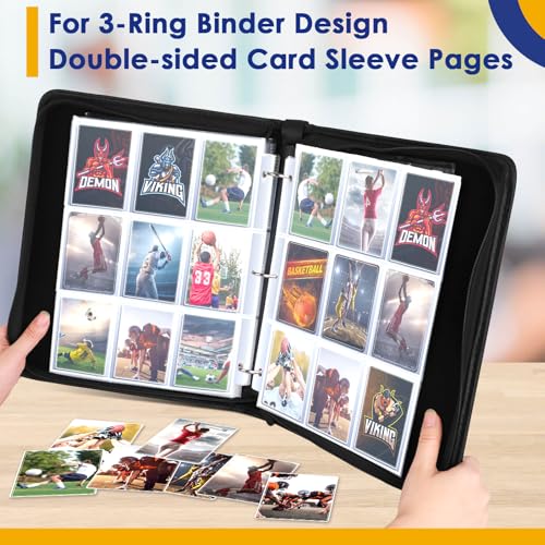 Kitoyz 900-Pocket Card Binder – Black PU Leather Album for Trading Cards, Sports Cards, and More
