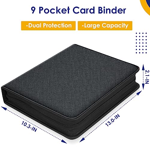 Kitoyz 900-Pocket Card Binder – Black PU Leather Album for Trading Cards, Sports Cards, and More
