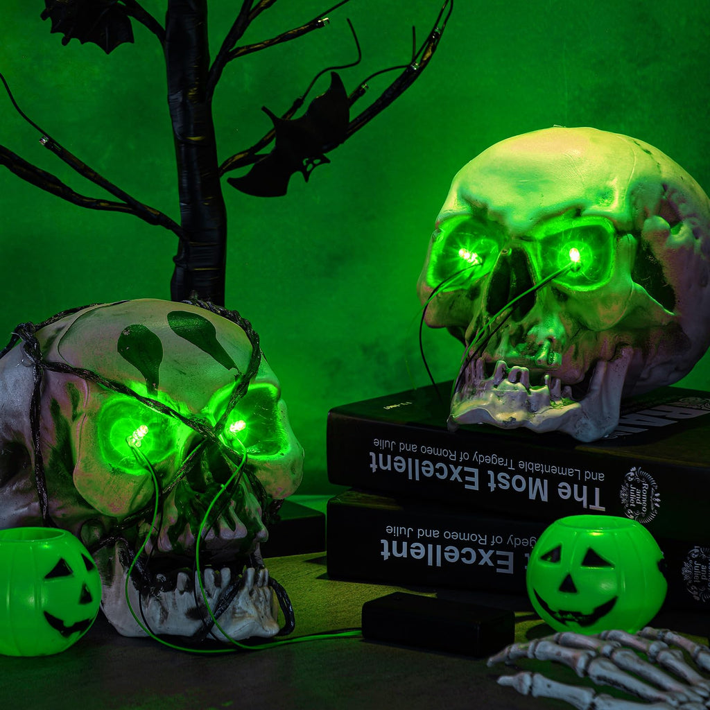 Kittmip 12-Pack Halloween LED Glowing Eyes for Masks - 6 Colors, 24-Inch Wires, Battery Operated