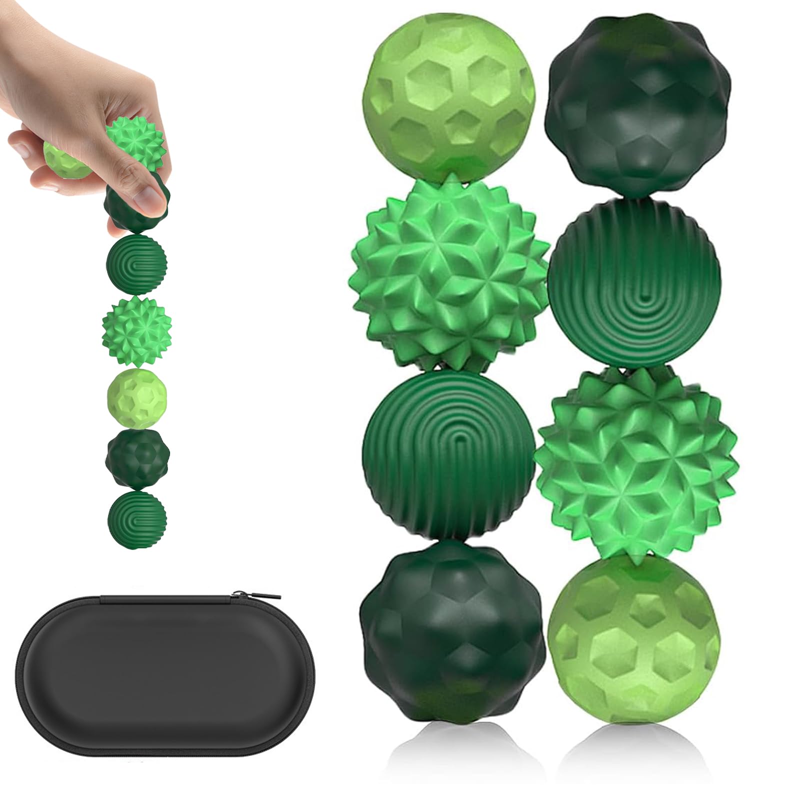 Kizcmvre 8-Pack Silicone Magnetic Fidget Balls – Silent Desk Toy for Stress and Anxiety Relief (Green)