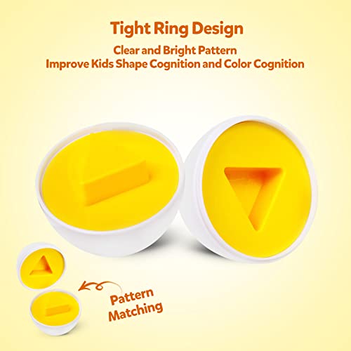 kizh 12-Piece Matching Eggs Toy for Toddlers: Color & Shape Recognition, Montessori Learning, Travel-Friendly