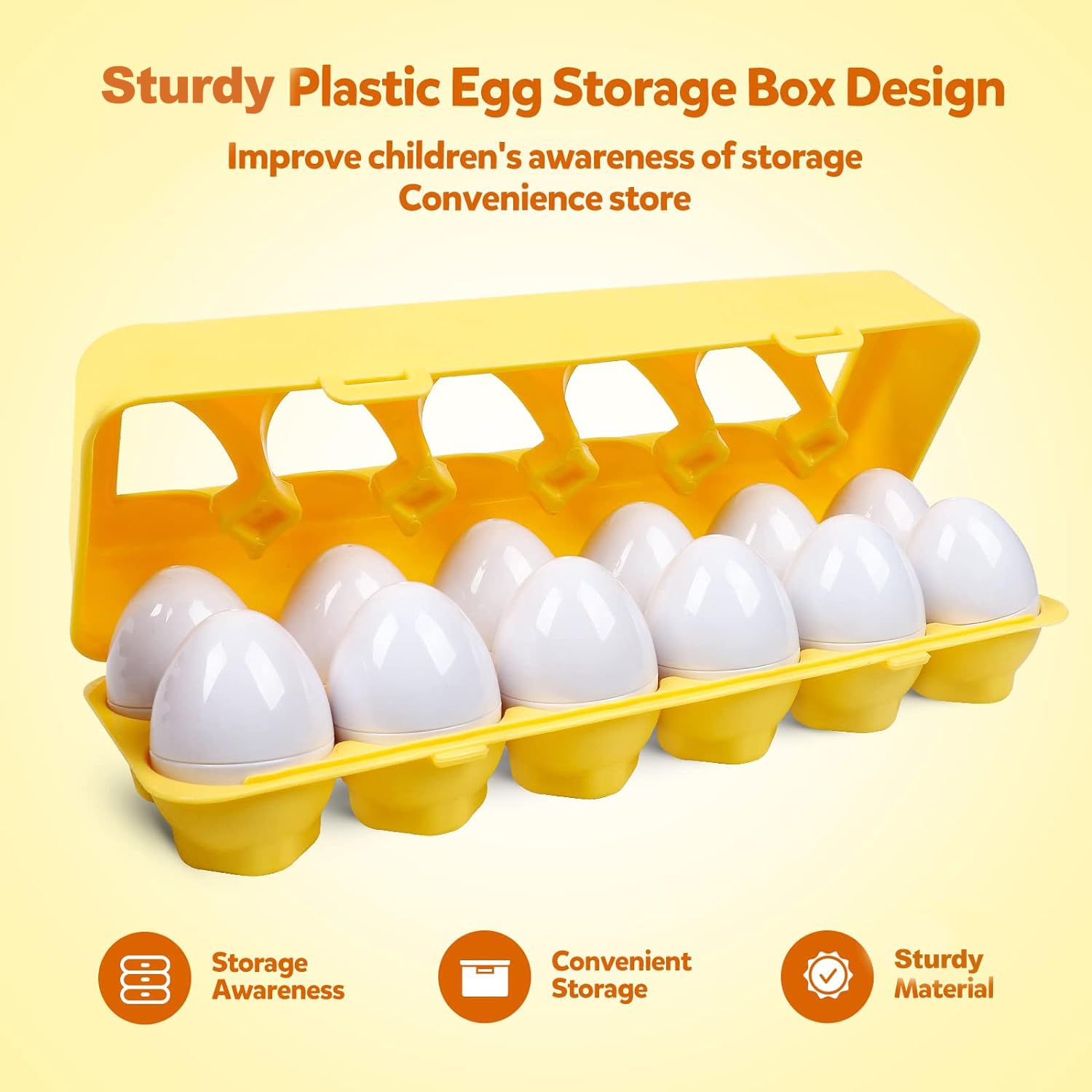 kizh 12-Piece Matching Eggs Toy for Toddlers: Color & Shape Recognition, Montessori Learning, Travel-Friendly