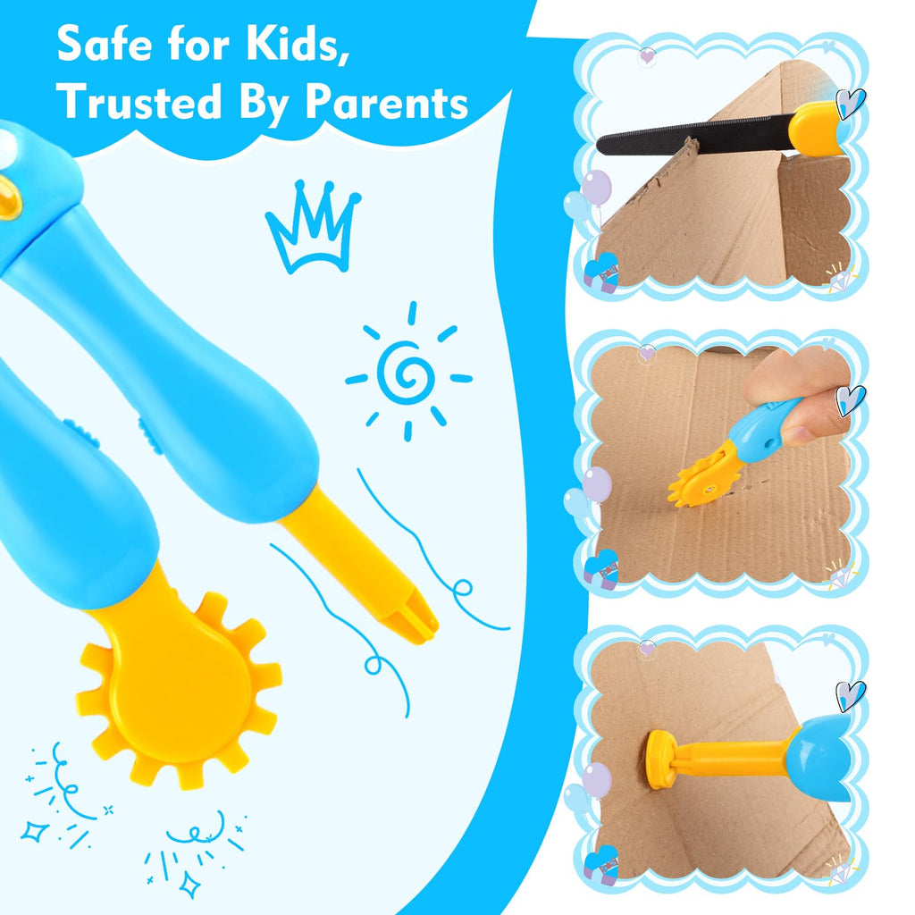 Kizmore 122-Piece Cardboard Construction Tool Set for Kids – Reusable Safe Tools, STEM Building Toys for Boys Girls Ages 5+