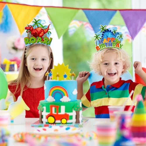 KKBES Happy Birthday Headbands for Kids and Adults – 12 Pack, 3 Patterns, Stretchable Paper Party Headwear
