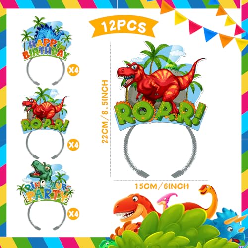 KKBES Happy Birthday Headbands for Kids and Adults – 12 Pack, 3 Patterns, Stretchable Paper Party Headwear