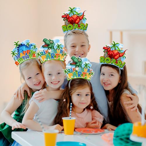 KKBES Happy Birthday Headbands for Kids and Adults – 12 Pack, 3 Patterns, Stretchable Paper Party Headwear