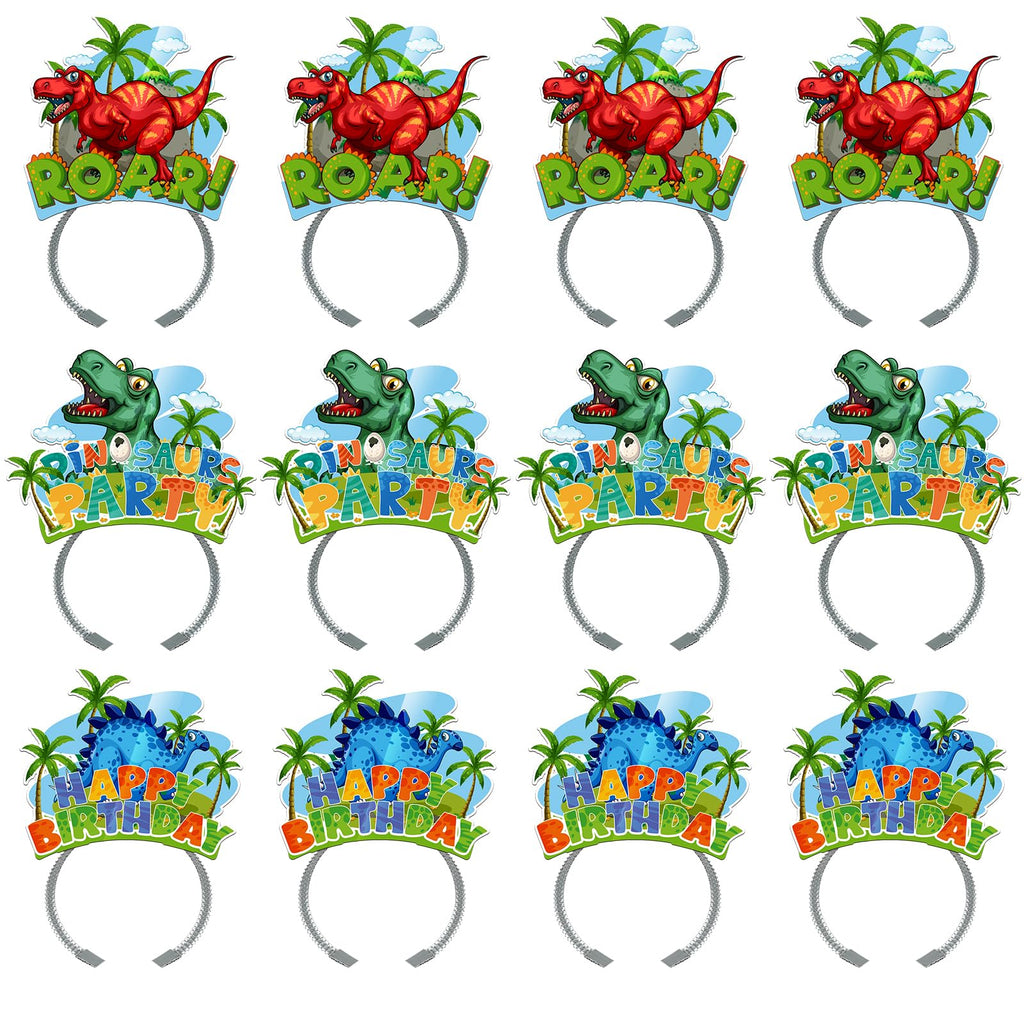 KKBES Happy Birthday Headbands for Kids and Adults – 12 Pack, 3 Patterns, Stretchable Paper Party Headwear