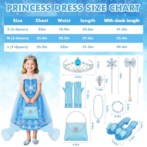 KKONES Light-Up Princess Dress Set with Cape and Accessories for Girls Ages 3-8