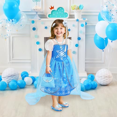 KKONES Light-Up Princess Dress Set with Cape and Accessories for Girls Ages 3-8