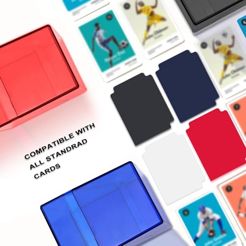 KKU 4-Pack Acrylic Trading Card Deck Cases – Holds 400+ Sleeved Cards (Black, White, Blue, Red)